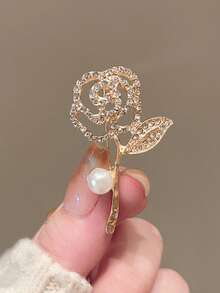 1 pieza Broche casual de aleación de zinc con patrón geométrico - Rosa calada - Ver 4