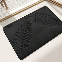 Modern Style Polyester Fiber Tree Leaf Pattern Carpet, Water-Absorbing Rectangle Floor Mat With Raised Detail Suitable For Living Room, Bedroom, Kitchen, Courtyard, Etc. Home Bathroom Decor Bath Rug Outdoor Rug Door Mat Fall Decor Bathroom Accessories Back To School Entryway Decor - Black - View 6