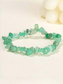 1pc Natural Crystal Agate Chip Bracelet Asymmetrical Women's Handmade Bracelet (Random Color) - Multicolor - View 11