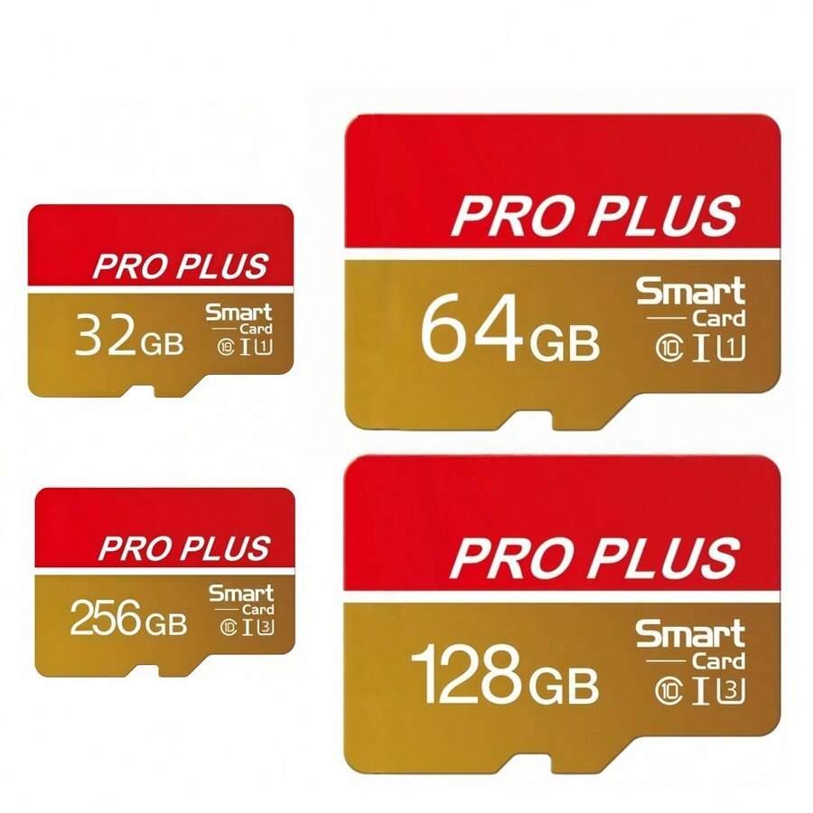 1pc High-Speed A1 C10 Class 10 UHS-I Memory Card 256G/128GB/64GB/32GB Durable Flash TF Card, Suitable For Tablet, Camera, Phone, Laptop, PC, Car Audio, Game Console, Audio Recording - Secure File Storage, Fast Data Transfer - Red - View 1