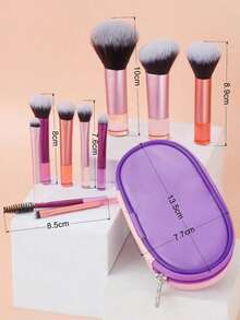 10pcs Classic Pink Multi-Function Makeup Brush Set - Multicolor - View 4