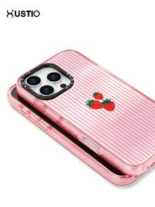 Funda de teléfono con patrón de rayas de fresa, material TPU transparente a prueba de golpes, cubierta de protección para la lente de la cámara, adecuada como regalo festivo para parejas y amigos, compatible con Apple XS/XS Max/XR/11/12/13/14/15/16 Pro/Pro Max/14/15 Plus/17/16 Pro Max - Multicolor - Ver 3