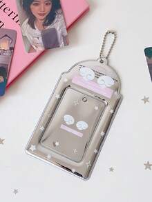 1 PC Sparkling 3-Inch Girl's Heart Keychain Holder - Student Fan Club ID Card Display Case For Bus Card Wallet, Back To School, First Day Of School - Multicolor - View 12