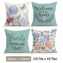 4pcs Hydrangea Butterfly And Floral Pattern Pillow Covers Without Inserts, Single-Sided Printed Pillow Covers, Suitable For Living Room Bedroom Home Decor, All-Season Pillow Covers - Multicolor - View 12