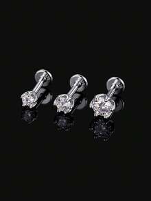 1件 0.06-0.3ct 925純銀莫桑石鼻釘 平底低過敏鼻環穿刺飾品 鼻環耳釘 男女通用日常配戴 - 銀色 - 查看 4