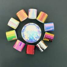 DHboying 2338pcs/Roll Self-Adhesive PET Iridescent Disco Ball Style Glass Mosaic Tiles (5x5mm) - Iridescent Reflective Mini Square Mirror Stickers; Suitable For DIY Crafts, Scrapbooking And Decoration; Indoor And Outdoor Use - Laser Multicolor Craft Decorative Mirror Sticker - View 8