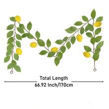 1pc 170cm Artificial Lemon Vine Garland With Fresh Green Leaves And Artificial Yellow Lemons, Hanging Faux Plant Decor For Indoor/Outdoor Spring/Summer Kitchen Wall Entryway Wedding Party Valentine's Day Mother's Day Decoration - Multicolor - View 3
