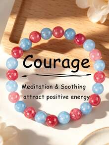 YAUKIA Elegant Women'S Courage Aquamarine Bracelet , Strawberry Quartz , Dainty Bracelet , Communication , Courage And Joy , Yoga Meditation Jewelry Gift - Multicolor - View 1