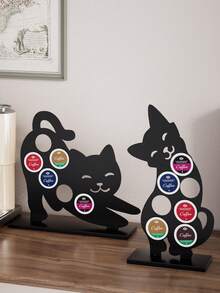 Cute Cat Shaped Coffee Capsule Holder, Creative Iron Storage Rack With Round Slots For Coffee Pods,Design Decorates Kitchen Countertops,Perfect For Coffee Bar, Office And Home Coffee Station Display And Organization. - Multicolor - View 11