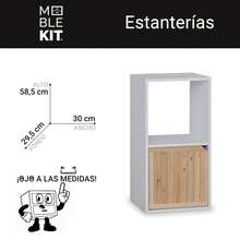 KIWI MOBLEKIT | Wooden Shelves For Storage And Decoration, Cube Or Rectangular Models With Door Or Drawer Options, Modern Auxiliary Furniture For Living Room, Bedroom Or Office - 雙隔層書架 30x29.5x58.5 公分 白色 - 查看 3