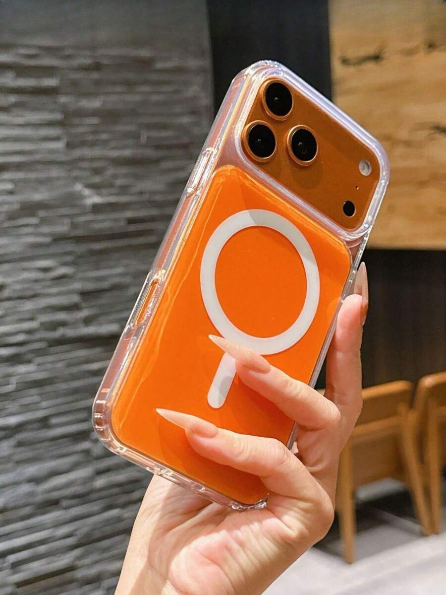 抗黃變壓克力手機殼搭配 TPU 邊框,防震防摔設計,適用於 Apple 17 16 15 14 13 12 11 Pro ProMax Plus 系列 - 橘色 - 查看 1