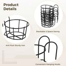 3/5/6/7/8/10/12pcs Fashionable Round Metal Hanging Planters - Suitable For Balcony, Garden And Indoor Decoration, Can Grow Succulents And Green Plants On Hanging Racks - A - View 4