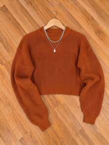 Women Sweaters - Burnt Orange - View 2