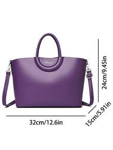 Conjunto de bolsas tote a juego para madre e hija de gran capacidad, bolso de hombro para mujer, bolso de mano de viaje casual y de moda, material PU, bolso principal - Morado - Ver 4