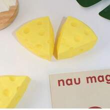 1pc 3D Triangle Cheese Slow Rebound Stress Relief Squeeze Toy, Soft Fluffy Interior With Satisfying Pressing Feel, Durable And Resistant To Cracking Or Peeling, Gentle Rebound For Continuous Stress Relief, Suitable For Men And Women In Home And Office Settings, Can Be Used As A Soft Desktop Decor Item With A Wooden Tray - Multicolor - View 7