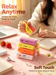 1pc Assorted Fruit Butter Stick Slow Rebound Squeeze Toy, Mini PU Soft Stress Relief Portable Pocket Tactile Fidget Toy, Cute Fruit Theme Desktop Decor, Holiday Birthday Party Favor, Suitable For Kids Teens Adults - Multicolor - View 3