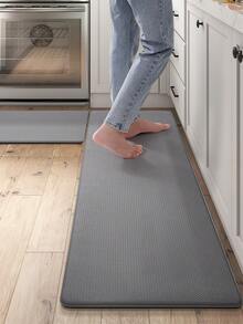 Juego de 2 alfombrillas de cocina acolchadas y antifatiga, alfombra pasillo impermeable de espuma de memoria sin deslizamiento para frente de fregadero, lavandería, escritorio de pie - Gris Oscuro - Ver 3