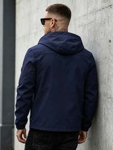 Men's Outdoor Sports Casual Multi-Pocket Fashion Hooded Lightweight Thin Fabric Jacket, Regular Fit - Royal Blue - View 5