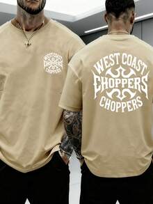 Herren-T-Shirt mit Rundhalsausschnitt, lässiges Kurzarm-Shirt für den Alltag mit kreativem Slogan-Motiv, innovatives Design, "WEST", kostenloser Versand, Top, Geschenk für Männer - Aprikosenfarben - Übersicht 1