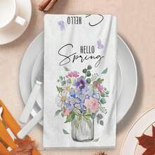 2/4/48pcs Spring Vase Watercolor Floral Print Kitchen Towels - Ultra Soft, Absorbent Polyester Dishcloths And Hand Towels, Perfect For Holiday Decor, Kitchen Decor, Party Decor - Multicolor - View 5