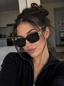 1對貓眼窄框鏈條鏡腳時尚眼鏡，小框街頭風女款 - 彩色 - 查看 2