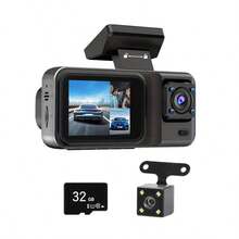 Camera hành trình 3 kênh 1080P - Ghi hình trước/trong xe/sau xe (tùy chọn), có tầm nhìn ban đêm hồng ngoại, ghi hình vòng lặp, DVR góc rộng, màn hình IPS 2.0 inch, máy ghi hình video ô tô, pin lithium 150mAh, phụ kiện ô tô đa chức năng. - màu đen - Xem 11