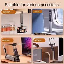 1PC Airplane Phone Holder, Portable Travel Desktop Stand, Supports 360° Multi-Directional Rotation, Pocket-Sized Foldable Multi-Purpose Tray Table, Train Travel Accessory - Multicolor - View 2