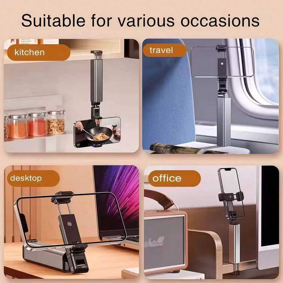 1PC Airplane Phone Holder, Portable Travel Desktop Stand, Supports 360° Multi-Directional Rotation, Pocket-Sized Foldable Multi-Purpose Tray Table, Train Travel Accessory