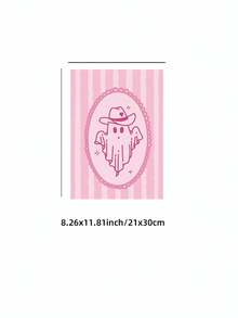1pc Frameless Pink Halloween Ghost Cowgirl Art Canvas Poster Print, Cute Spooky Western Decor For Bedroom, Living Room, Apartment, Dorm, Kitchen, Room Decor Bedroom, Prints For Wall, Vintage Decor & Best Gift Choice - Cartoon - View 11