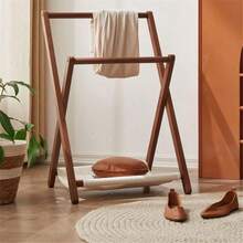 Compact Foldable Bamboo Standing Clothes Rack, Can Be Used As Towel Rack, Multi-Function Coat Rack, Storage Rack, Freestanding Wardrobe Storage Rack, Multi-Function Storage Solution For Bedroom And Living Room - Multicolor - View 2