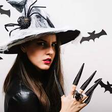 Bộ 12 móng vuốt ma cà rồng Gothic cá nhân hóa với vòng hở, phù hợp cho tiệc lễ hội, dạ hội hóa trang, sự kiện chủ đề múa bụng, phụ kiện móng nhẹ thiết kế móng vuốt, hoàn hảo cho người đam mê cosplay - hóa trang - Xem 2