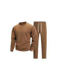 Set Sweatshirt dan Celana Jacquard Pria Musim Gugur/Dingin - Coklat - View 5