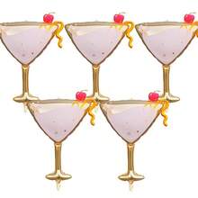 3 piezas Globos de papel de aluminio con forma de copa de martini rosa, globos de material Mylar con tallo alto elegante y lazo, adecuados para decoraciones de fiesta de cumpleaños de mujer, aniversario de boda y despedida de soltera - Ver 4