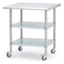 Stainless Steel Prep Table With Backsplash & Adjustable Undershelf,Commercial Kitchen Worktable,Heavy Duty Metal Food Prep Table For Restaurant Garage Outdoor Works - Blanco - Ver 1