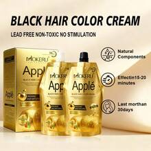 Pewarna Rambut MOKERU Apple Black - Kemasan Emas yang Mewah - Pilihan Hadiah yang Sempurna - Efektif Menutupi Uban - Formula Air Bersih Bebas Amonia dan Tidak Mengiritasi Kulit Kepala - Perlindungan Rambut Komprehensif - Warna dan Kilau Tahan Lama - Hitam - View 5