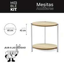 KIWI MOBLEKIT | Wooden And Metal Side Tables For Living Room Or Bedroom, Modern Functional Tables With Different Shapes And Heights, Fixed Or Folding Options For Home - 白色 40x42 – 雙倍高度 - 查看 3