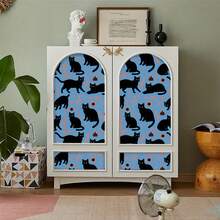 1 Rollo de Papel Tapiz Autoadhesivo de Gato Azul y Negro - Despegable y Adhesivo, Papel Contacto Removible, 17.32 Pulgadas de Ancho. Adecuado para Sala de Estar, Dormitorio, Gabinete y Renovación de Estantería, Pegatina Decorativa de Pared Estética DIY - Gato azul - Ver 9