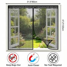 Magnetic Anti-Mosquito Mesh Screen, Window Mosquito Net, High-Density Polyester Fiber Mesh Screen, Magnetic Closure Mesh Door & Window To Prevent Mosquitoes And Flies Entry, With Hook And Loop & Nails - Black - Black - View 11