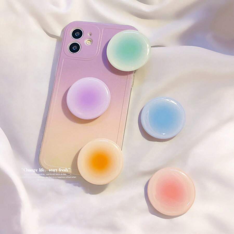 1pc Gradient Minimalist Foldable Air Cushion Phone Stand, Compatible With All Phone Models, Anti-Slip One-Hand Grip, Desktop Binge-Watching Essential, Macaron Multicolor Options, Ins Style - Gradient Style - View 1