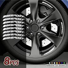 8pcs/Set Sport Reflective Car Wheel Rim Vinyl Stickers Hash Mark Stripe Racing Wheel Hub Decals - A - View 9