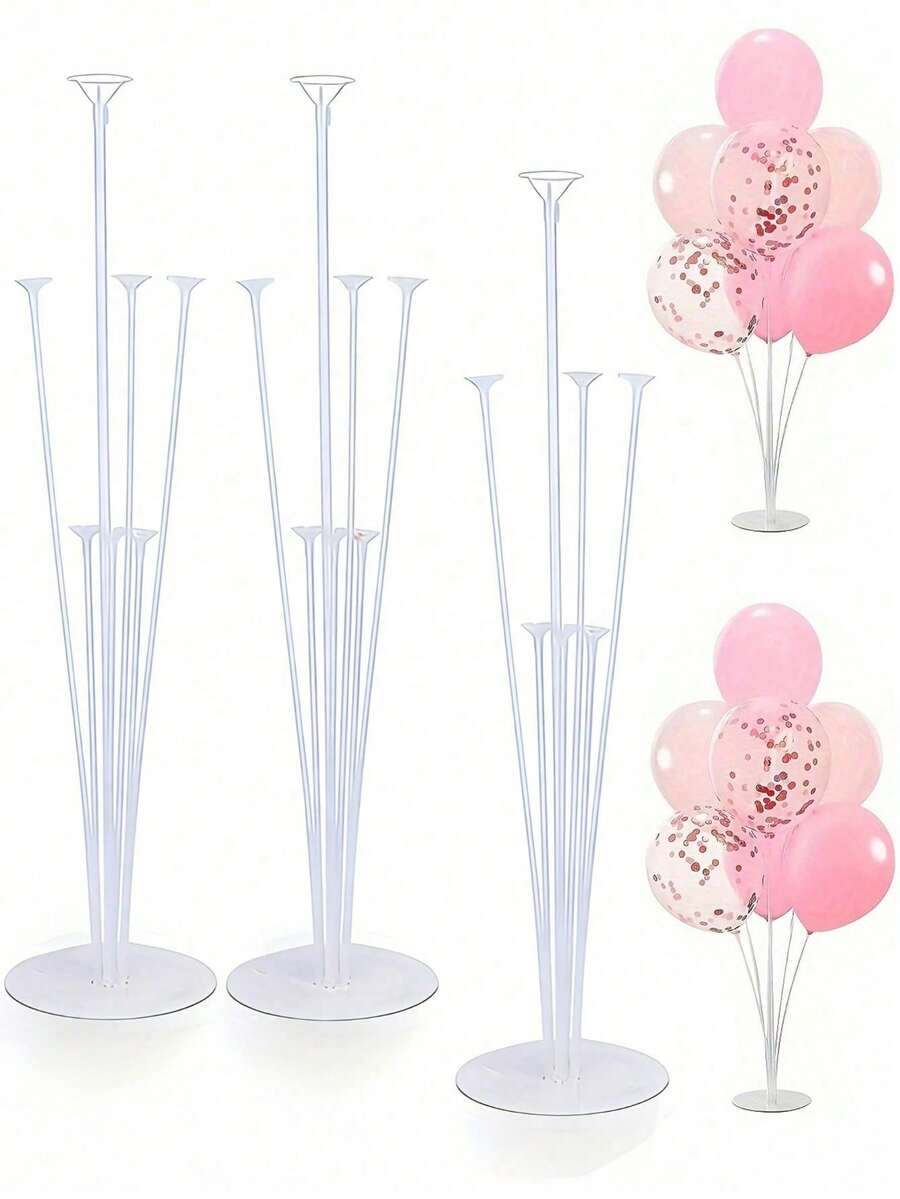 2/4 Sets Balloon Stand Kit, Includes Desktop Balloon Stand With Self-Adhesive Base, Balloon Column Stand And Accessories, Balloon Table Stand With Cup-Shaped Balloon Plug, Easy To Assemble Balloon Stand, 1 Set Transparent Balloon Stand, Suitable For Birthday Party And Wedding Table Decor - Multicolor - View 1