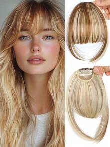 Synthetic Hair Clip-In Bangs Cut Wispy Fringe With Sideburns Dark Brown Natural Look For Women Daily Party Wear, Halloween - Multicolor - View 15