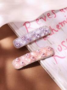 1pc Crystal Hair Clip, Elegant Versatile Small Hair Accessory For Women - Multicolor - View 6
