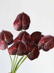 23.6 Inch Realistic Artificial Red Anthurium, Touch-Feel Bordeaux Red Flower, Faux Flower For DIY Wedding Bouquet, Centerpiece, Floral Arrangement, Bridal Shower Party, Home Decor - Multicolor - View 3