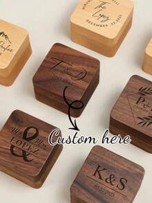 1pc Personalized Walnut Ring Box | Custom Wooden Engagement Ring Box | Engraved Ring Bearer Box | Proposal Box | Wedding Keepsake - Multicolor - View 1