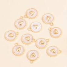 10Pcs Enamel Shell, Starfish, Conch, Turtle Pattern Round Pendant, Suitable For DIY Earrings, Bracelets, Necklaces, Fashion Jewelry - White - View 6
