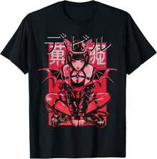 Y2K Cyberpunk Japan Anime Manga Techwear Graphic T-Shirt For Men, Loose Fit Cotton Streetwear Tee - Black - View 1