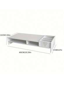 Estantería de almacenamiento para computadora con estantes, estantería de almacenamiento elevada, soporte para monitor, organizador de escritorio; adecuado para dormitorio, escuela y oficina - Talla única - Ver 3