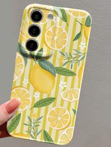 1 buah Casing Ponsel Keras Berlapis Penuh Bergaya Ins dengan Motif Garis-garis Klasik Minimalis Motif Bunga Lemon Segar, Kompatibel dengan iPhone 11/12/13/14/15/16 Pro Max - MultiWarna - View 5