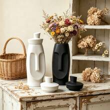 2pcs Geometric Human Face Vase Storage Jar Silicone Mold, Abstract Human Face Storage Bottle Vase Resin Plaster Decor Drip Glue Mold, Perfect For Home Decor Ornament Making, Outdoor Garden Flower Vase Making, Suitable For Handmade Crafts - Human Face Vase Mold - View 5